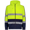 Yellow / Navy - Front - ZT486 - Unisex Hi Vis Full Zip Stretch Taped Hoodie - Syzmik Workwear