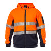 Navy / Orange - Front - WT8011 - Two Tone Hi Vis Hoodie W Tape