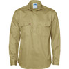 Khaki - Front - 3204 - Closed Front Drillhirt L/S