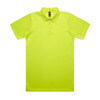 A bright lime green polo shirt with a classic collar and short sleeves, featuring a logo.