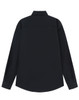A black long-sleeve shirt made from a cotton blend, featuring a back yoke and buttoned cuffs. Includes a logo.