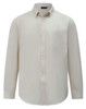 A men's smart casual long-sleeve shirt in a light cream colour with a chest pocket and button-down collar.