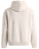 A unisex premium fleece oversized hoodie in a soft cream colour, featuring a large hood and a relaxed fit.