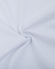 A close-up of white cotton/poly pique fabric, featuring a smooth, textured surface with a spiral twist.