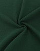 A close-up of dark green fabric with a smooth, textured finish, showcasing its soft cotton/poly blend.