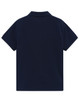 A ladies' classic cotton/poly pique short-sleeve polo in navy, featuring a collared neckline and a plain back.