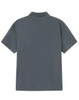 A grey men's polo shirt with a classic collar and short sleeves, featuring a logo on the back.