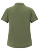 A ladies' high-performance polo shirt in olive green, featuring a short-sleeve design and a collar. It has a branding logo.