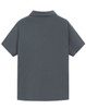 A grey ladies' high-performance polo shirt with a classic collar and short sleeves, featuring a branding logo.