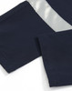 Navy water-repellent work pants featuring reflective tape detailing and a sleek design. Includes a logo.