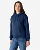 A navy Gildan Heavy Blend adult hooded sweatshirt with a front pocket and adjustable drawstring hood.