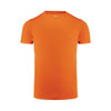An orange men's active tee with a round neckline and short sleeves. The shirt features a logo on the front.
