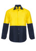 Yellow / Navy - Front - WS3045 - Hi Vis Two Tone L/S Shirt
