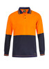 Orange / Navy - Front - WSP202 - Hi Vis Two Tone L/S Polo Pocket