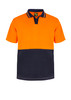 Orange / Navy - Front - WSP205 - Hi Vi Two Tone S/S Laundry Polo