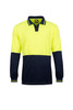 Yellow / Navy - Front - WSP206 - Hi Vi Two Tone L/S Laundry Polo