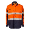 Orange / Navy - Front - WS6068 - Ripstop L/S Vented Shirt W/Tape