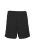 Black sports shorts with an elastic waistband and side pockets. The shorts feature a logo.