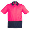 Pink / Navy - Front - ZH231 - Unisex Hi Vis Basic Spliced Polo - Short Sleeve - Syzmik