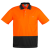 ZH231 - Unisex Hi Vis Basic Spliced Polo - Short Sleeve  - Orange Black