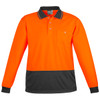 Orange / Charcoal - Front - ZH232 - Unisex Hi Vis Basic Spliced Polo - Long Sleeve - Syzmik