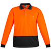 Orange / Black - Front - ZH232 - Unisex Hi Vis Basic Spliced Polo - Long Sleeve - Syzmik