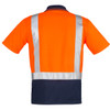 Orange / Navy - Back - ZH233 - Mens Hi Vis Spliced Polo - Short Sleeve Shoulder Taped - Syzmik