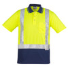 Yellow / Navy - Front - ZH233 - Mens Hi Vis Spliced Polo - Short Sleeve Shoulder Taped - Syzmik