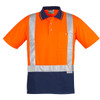 Orange / Navy - Front - ZH233 - Mens Hi Vis Spliced Polo - Short Sleeve Shoulder Taped - Syzmik