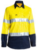 Yellow / Navy - Front - BL6896 - Women's Taped Hi Vis Cool Lightweight Drill Shirt