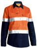Orange / Navy - Front - BL6696T - Women's Taped Hi Vis Cool Lightweight Drill Shirt