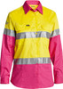 Yellow / Pink - Front - BL6696T - Women's Taped Hi Vis Cool Lightweight Drill Shirt