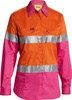 Orange / Pink - Front - BL6696T - Women's Taped Hi Vis Cool Lightweight Drill Shirt