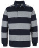 Navy / 13% Marle - Front - 3SR - JB's Rugby Striped