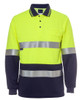 Lime / Navy - Front - 6HMCB - JB's HV L/S (D+N) COTTON BACK POLO