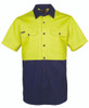 Yellow / Navy - Front - 6HWSS - JB's HV S/S 150G SHIRT