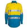 6DNWL - JB's Hi Vis L/S (D+N) 150G Work Shirt - Yellow/Aqua