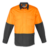 ZW128 - Mens Rugged Cooling Hi Vis Spliced Shirt Orange/Charcoal Front