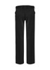 Black women's slacks with a straight leg design and a waistband featuring belt loops. The back view shows a tailored fit.