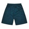 Dark green kids' sports shorts with an elastic waistband and a smooth fabric finish. Features a logo.
