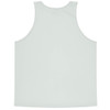 A light green singlet with a smooth back design, featuring branding at the neckline.