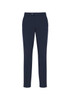 Navy classic slim pants with a tailored fit. Features a front button and belt loops, and has a logo on the waistband.