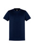 A navy blue men's short sleeve tee featuring a classic style and a branding logo.