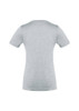 A grey women's short sleeve T-shirt with a fitted design and a logo on the back.