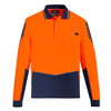 ZH310 - Mens Hi Vis Flux L/S Polo Orange/Navy Front