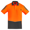 ZH315 - Mens Hi Vis Flux S/S Polo Orange/Charcoal Front