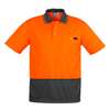 ZH415 - Mens Comfort Back S/S Polo Orange/Charcoal Front