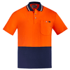 ZH435 - Mens Hi Vis Cotton S/S Polo Orange Navy