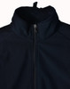 A high-tech men's softshell jacket in black with a zip closure and high collar, featuring a logo.