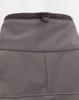 A grey ladies softshell hi-tech jacket featuring a high collar and adjustable cord at the neckline.